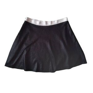 Saks Fifth Avenue Black Woven Textured Fabric Circle Skirt Red Label Women's 10